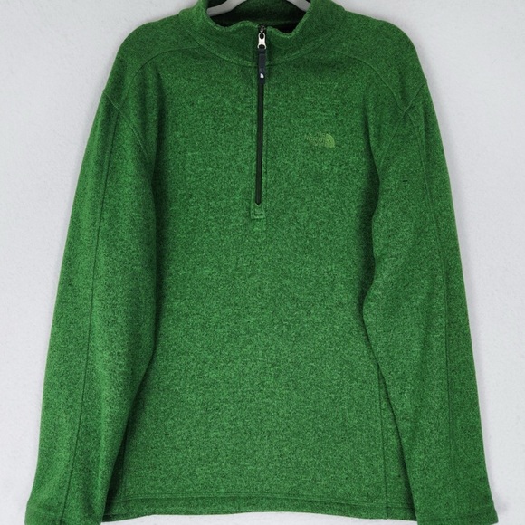 The North Face Sweater Mens Large Green Fleece Half Zip Pullover Casual. Sporty - Picture 1 of 9